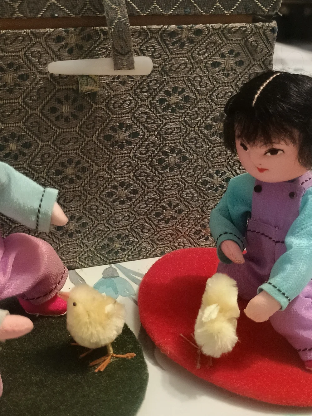 Handcrafted Kids Playset Dolls with Chick Figures - Pink & Aqua